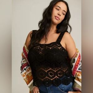 NWT Torrid Festi Crochet Tank in "Deep Black" - 1X
